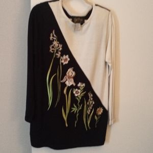 Bob Mackie embroidered flowers sweater